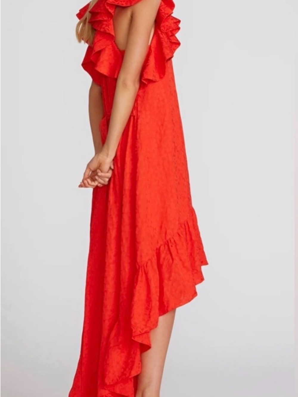 AMUR Red High-Low Ruffle Dress - Picture 4 of 6